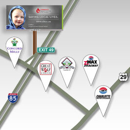 Map of Destinations located off Exit 49 I-85 Concord, NC